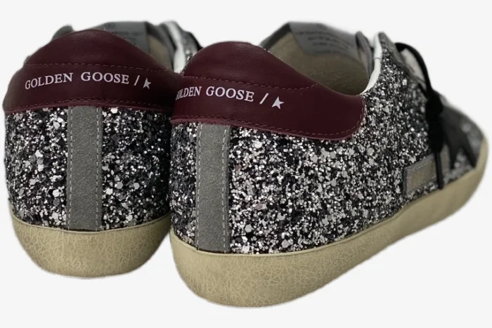 Golden Goose SuperStar Silver/Black Distressed Sneaker - Image 2