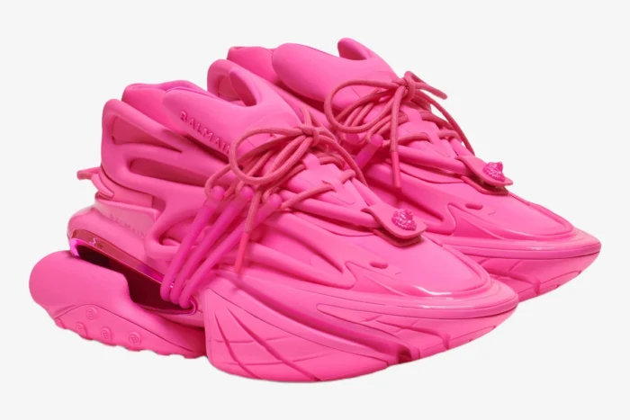 Balmain Unicorn Low Top Neoprene & Leather Pink - Image 2