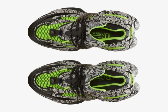 Balmain Unicorn Low Top Neoprene & Leather Grey Snake - Image 4