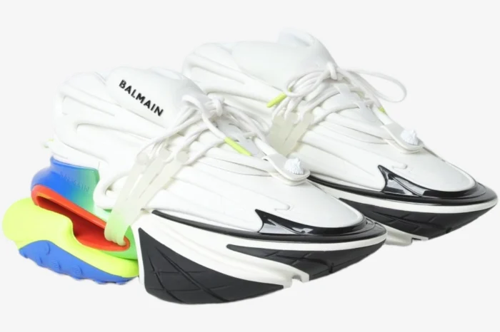 Balmain Unicorn Low Top Neoprene & Leather 'RGB/White' - Image 2