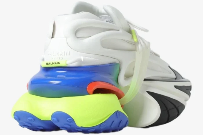 Balmain Unicorn Low Top Neoprene & Leather 'RGB/White' - Image 4