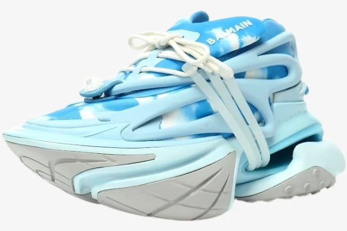 Balmain Unicorn Low Top Neoprene & Leather Blue Sky - Image 2