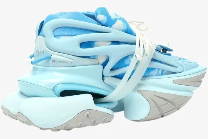 Balmain Unicorn Low Top Neoprene & Leather Blue Sky - Image 4