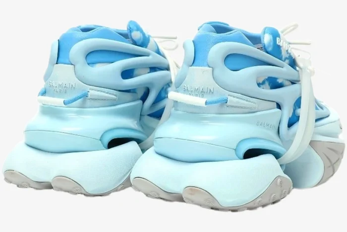 Balmain Unicorn Low Top Neoprene & Leather Blue Sky - Image 8