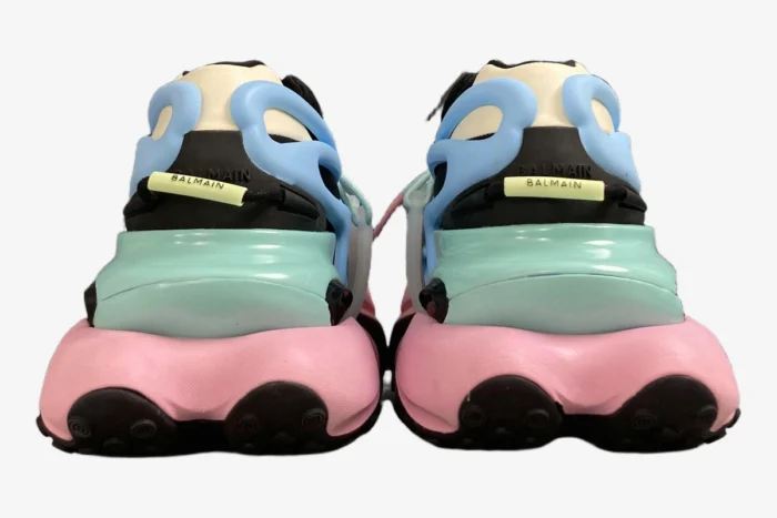 Balmain Unicorn Low Top Neoprene & Leather Blue Pink Green - Image 2