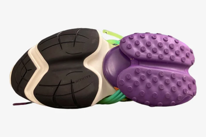 Balmain Unicorn Low Top Neoprene & Leather Purple Green - Image 5