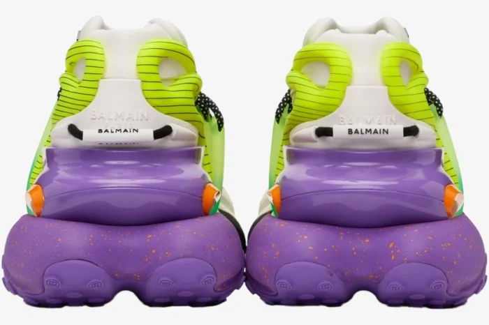 Balmain Unicorn Low Top Neoprene & Leather Purple Green - Image 4