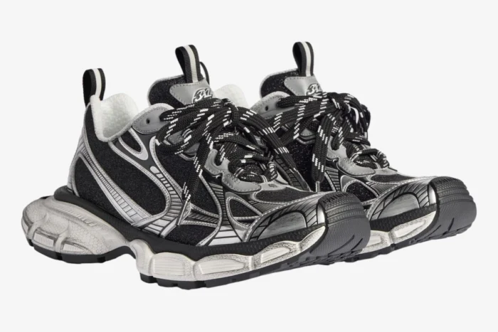 Balenciaga 3XL Black/Silver Glitter Distressed Sneaker - Image 2