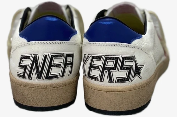 Golden Goose BallStar Distressed Leather White Blue Red - Image 4