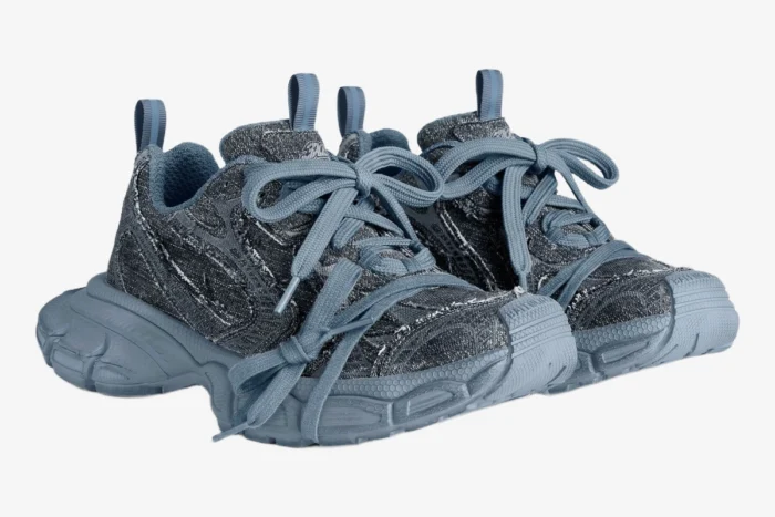 Balenciaga 3XL Blue Distressed Oversized Sneakers - Image 2