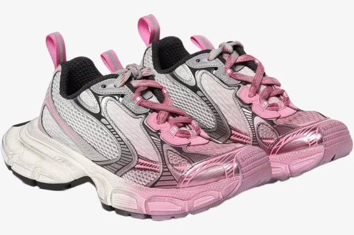 Balenciaga 3XL White Grey Pink Distressed Sneakers - Image 2