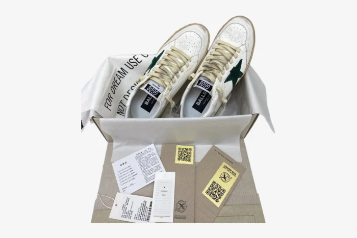 Golden Goose BallStar White Silver Star Green - Image 4