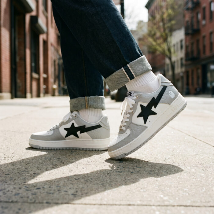A Bathing Ape Bape SK8 Sta White Grey Embossed Camo [Lifestyle AI]
