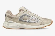 Dior B30 sneaker in beige cream technical mesh, side profile view. - SKU 3SN279ZMA_H161