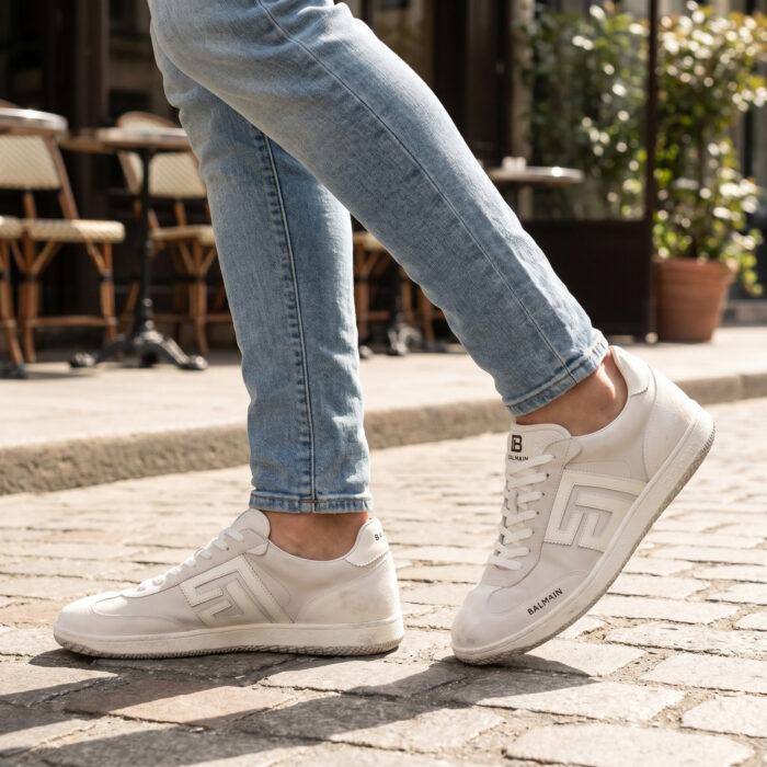 Balmain Swan Suede and Smooth Leather Trainers Off-White [Lifestyle AI]