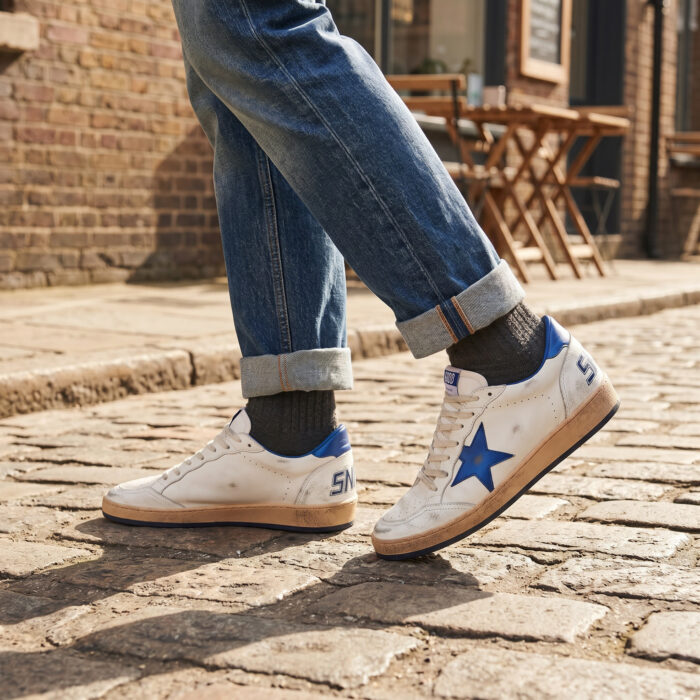 Golden Goose Ball Star Distressed White Blue [Lifestyle AI]