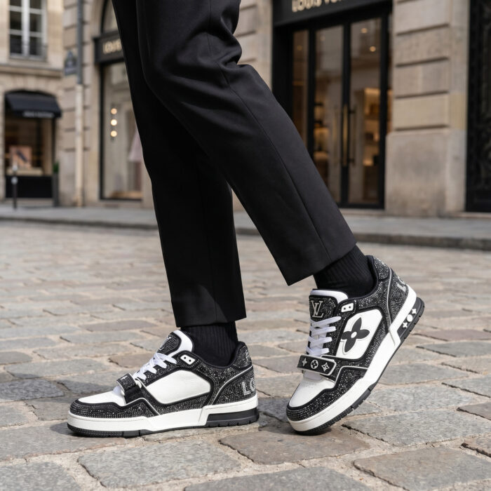 Louis Vuitton Trainer Crystal Embellished Black White [Lifestyle AI]
