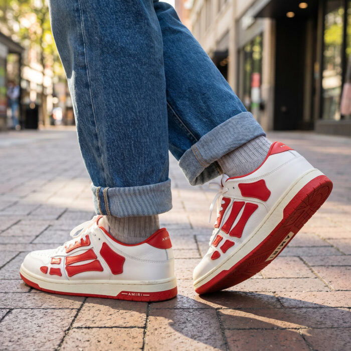 Amiri Skel Top Low White Red Leather Sneakers [Lifestyle AI]