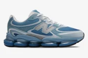 New Balance 2000 sneaker in Still Water and Blue Agate, side profile view with chunky blue midsole pods. - SKU U2000PBB