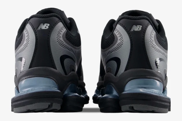 Rear view of New Balance Abzorb 2000 sneakers in black and silver metallic. - SKU U2000EA