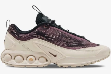 Nike Air Max Dn 'Smokey' Purple and Beige sneaker shown in a side profile view. - SKU HQ0912-200