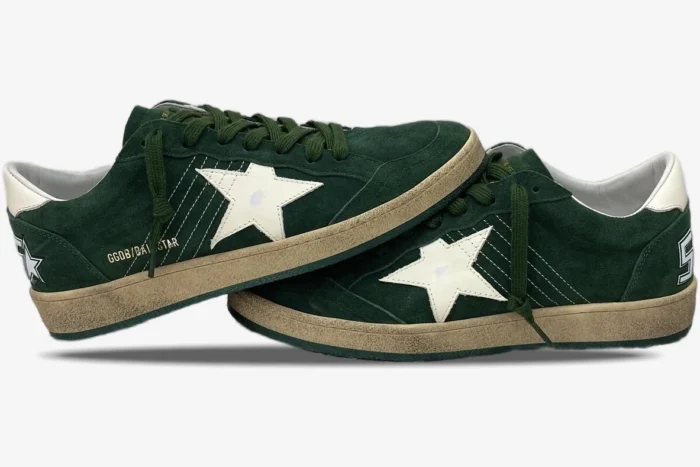 Golden Goose Ball Star Green Suede with White Leather Star - Image 7