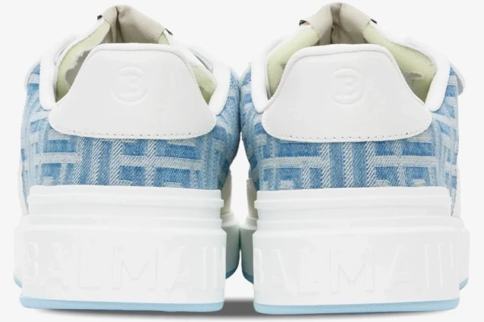Balmain B-Court Flip Monogram Denim Blue White - Image 4