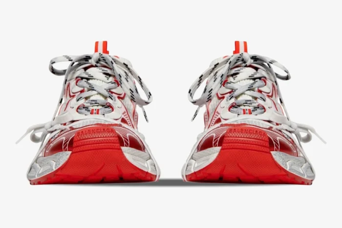 Balenciaga 3XL Mesh White Red Distressed Sneakers - Image 4