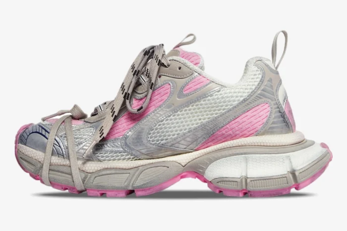 Balenciaga 3xl White / Grey / Pink Distressed Sneakers - Image 4