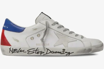 Golden Goose Superstar Distressed Leather Canvas White Blue Red