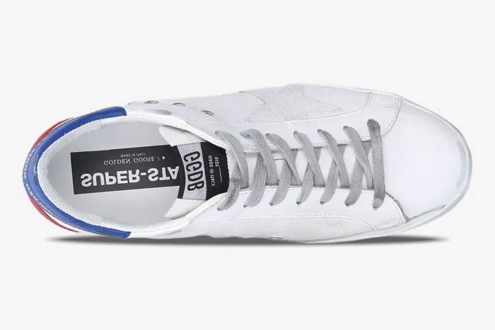 Golden Goose Superstar Distressed Leather Canvas White Blue Red - Image 6