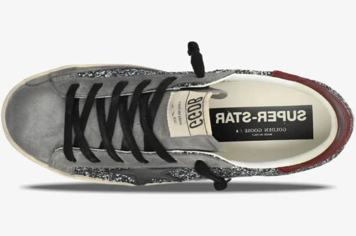 Golden Goose SuperStar Silver/Black Distressed Sneaker - Image 3
