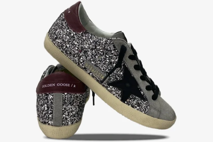Golden Goose SuperStar Silver/Black Distressed Sneaker - Image 7