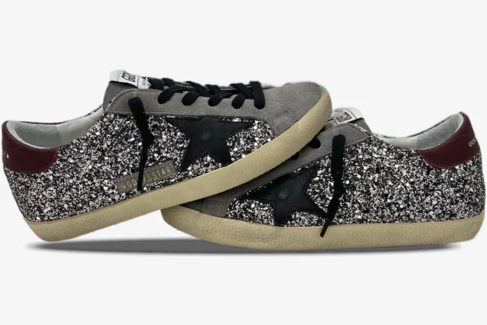 Golden Goose SuperStar Silver/Black Distressed Sneaker - Image 8
