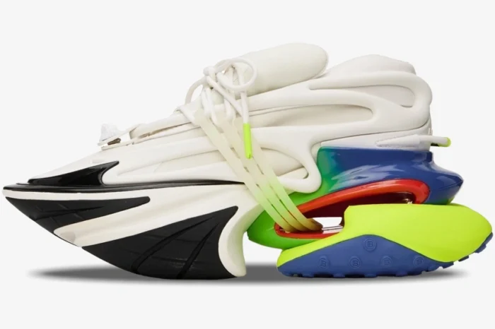 Balmain Unicorn Low Top Neoprene & Leather 'RGB/White' - Image 3