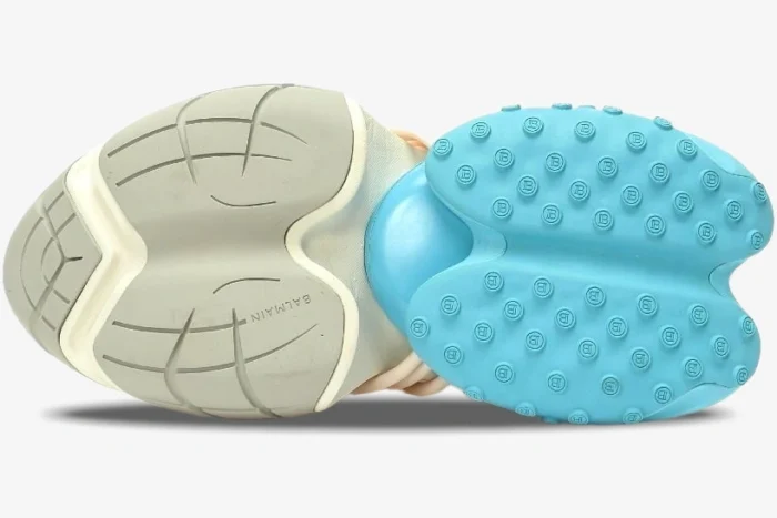 Balmain Unicorn Low Top Neoprene & Leather White Blue - Image 2