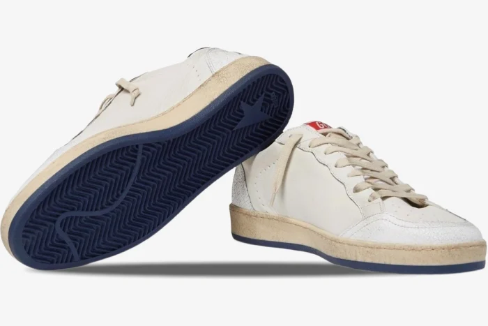 Golden Goose BallStar Distressed Leather White Blue Red - Image 2