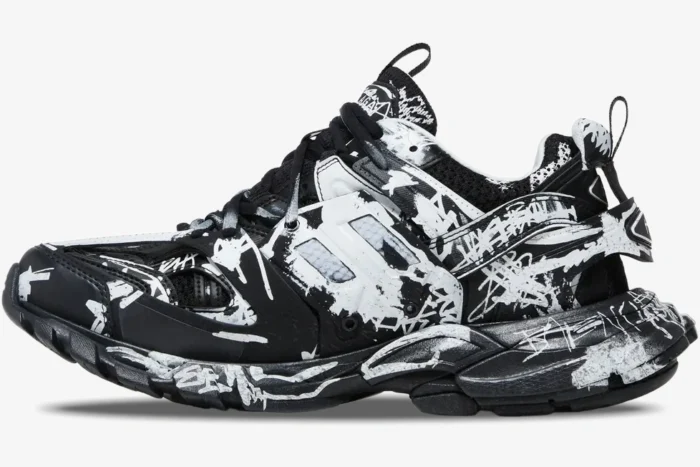 Balenciaga Track White Black Graffiti Print - Image 3