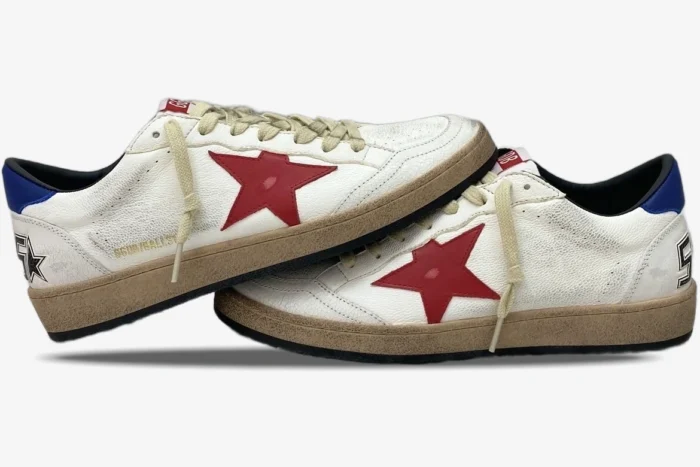 Golden Goose BallStar Distressed Leather White Blue Red - Image 7