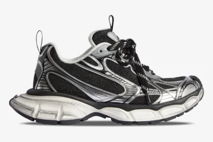 Balenciaga 3XL Black/Silver Glitter Distressed Sneaker
