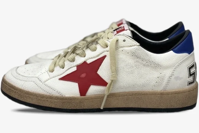 Golden Goose BallStar Distressed Leather White Blue Red - Image 5