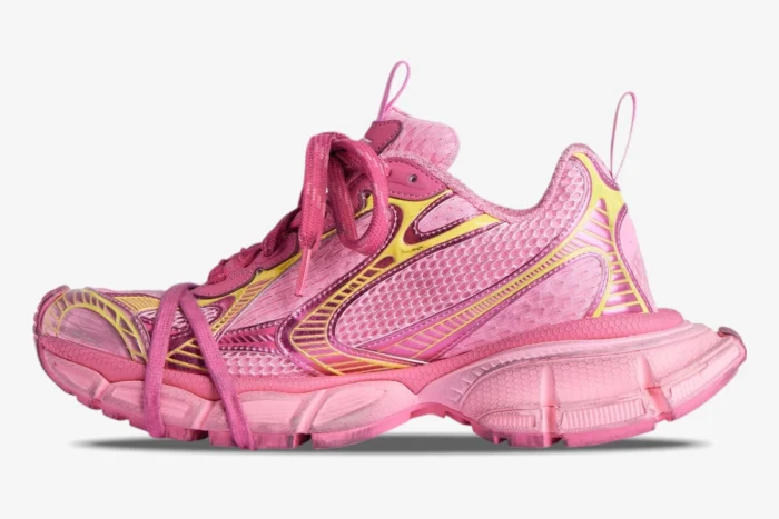 Balenciaga 3xl Pink / Yellow Distressed Sneakers - Image 4