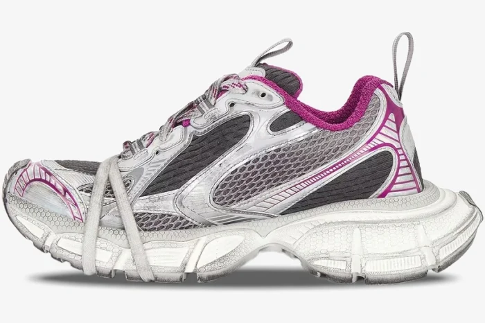 Balenciaga 3XL Silver Pink Distressed Sneaker - Image 3