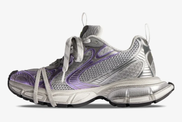 Balenciaga 3XL Grey / Purple / White Distressed Sneaker - Image 4