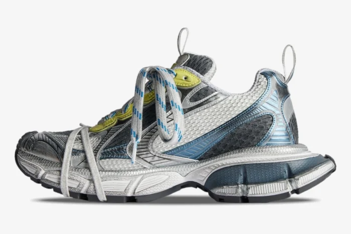 Balenciaga 3XL Sneaker White Blue Yellow Distressed - Image 4