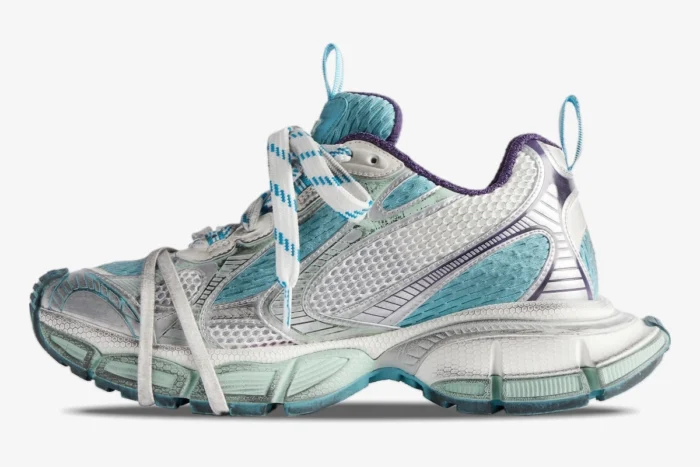 Balenciaga 3XL Light Blue White Purple Distressed Sneaker - Image 4
