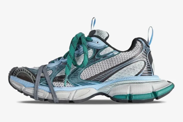 Balenciaga 3XL Sneakers 'Grey Blue Mesh' Distressed Edition - Image 3