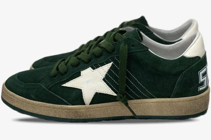 Golden Goose Ball Star Green Suede with White Leather Star - Image 3