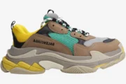 Balenciaga Triple S 'Curry' sneakers in brown, yellow, and tan, side profile view. - SKU 533882W09O22311