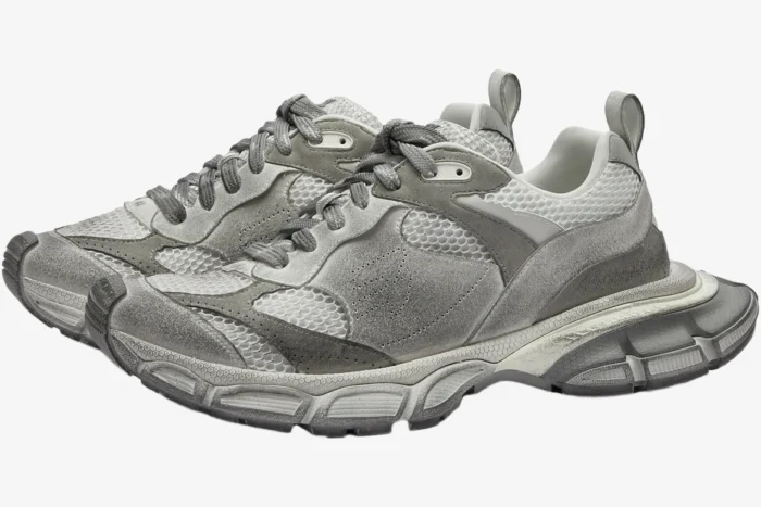 Balenciaga Men's 3XL Suede Oversized Sneakers in Light Grey Mix - Image 4